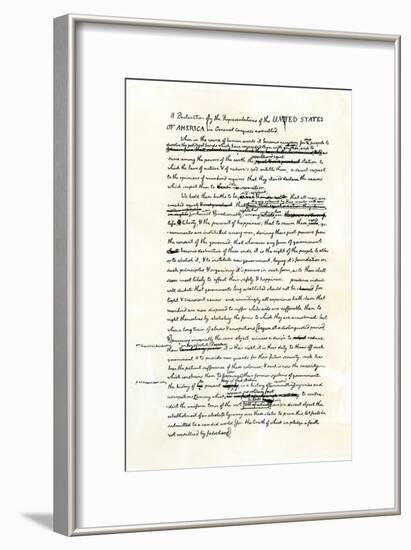 Draft of the Declaration of Independence in Jefferson's Handwriting, Page 1-null-Framed Giclee Print