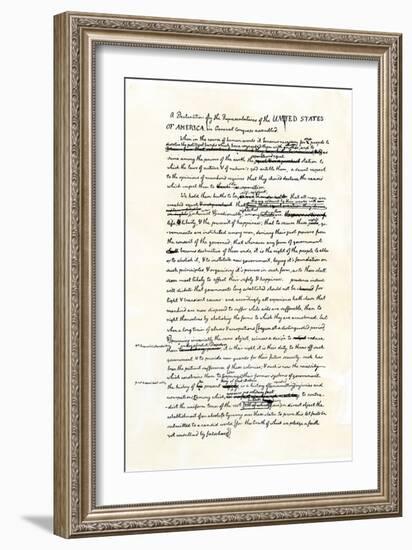 Draft of the Declaration of Independence in Jefferson's Handwriting, Page 1-null-Framed Giclee Print