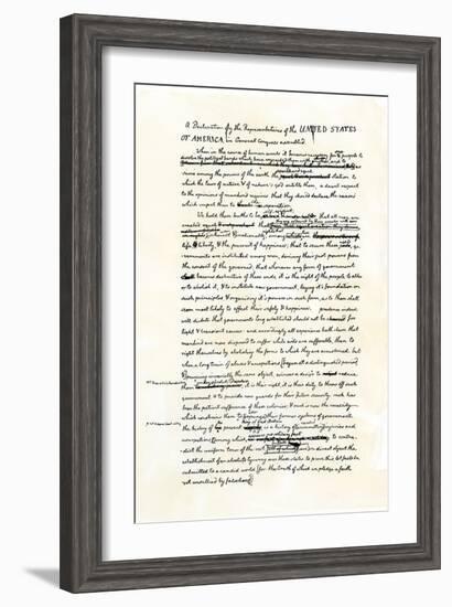 Draft of the Declaration of Independence in Jefferson's Handwriting, Page 1-null-Framed Giclee Print