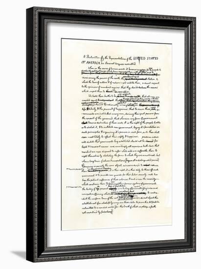 Draft of the Declaration of Independence in Jefferson's Handwriting, Page 1-null-Framed Giclee Print