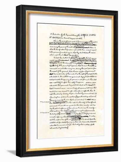 Draft of the Declaration of Independence in Jefferson's Handwriting, Page 1-null-Framed Giclee Print