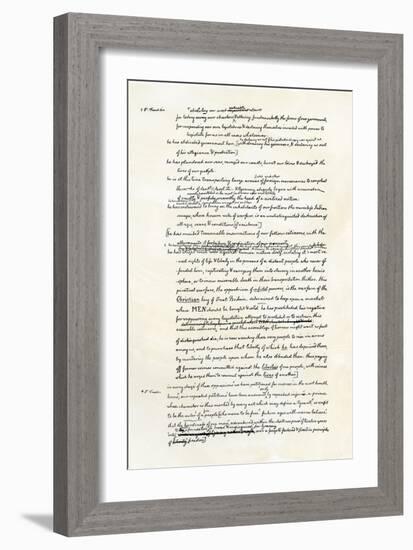 Draft of the Declaration of Independence in Jefferson's Handwriting, Page 3-null-Framed Giclee Print