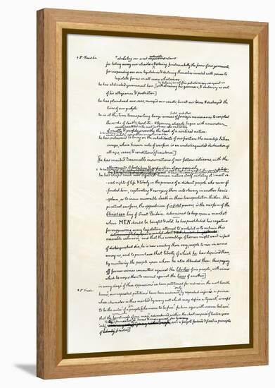 Draft of the Declaration of Independence in Jefferson's Handwriting, Page 3-null-Framed Premier Image Canvas