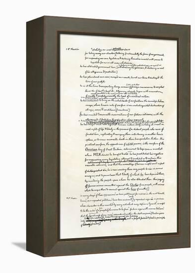 Draft of the Declaration of Independence in Jefferson's Handwriting, Page 3-null-Framed Premier Image Canvas