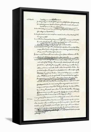 Draft of the Declaration of Independence in Jefferson's Handwriting, Page 3-null-Framed Premier Image Canvas