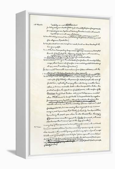 Draft of the Declaration of Independence in Jefferson's Handwriting, Page 3-null-Framed Premier Image Canvas
