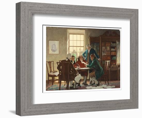 Drafting the Declaration of Independence in 1776, 1944 (Oil on Panel)-Newell Convers Wyeth-Framed Giclee Print