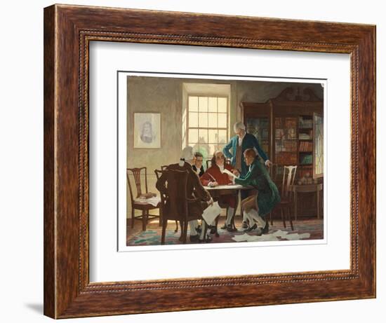 Drafting the Declaration of Independence in 1776, 1944 (Oil on Panel)-Newell Convers Wyeth-Framed Giclee Print