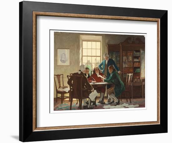 Drafting the Declaration of Independence in 1776, 1944 (Oil on Panel)-Newell Convers Wyeth-Framed Giclee Print