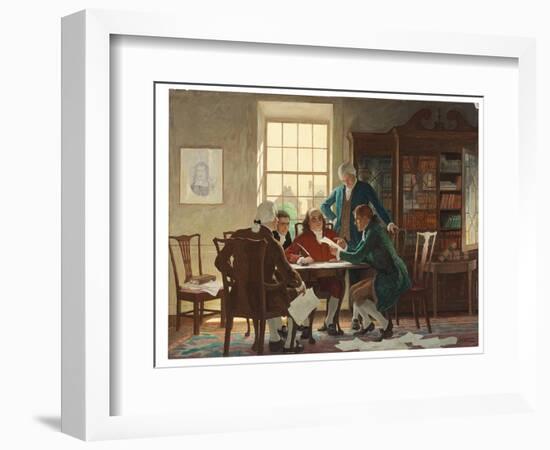 Drafting the Declaration of Independence in 1776, 1944 (Oil on Panel)-Newell Convers Wyeth-Framed Giclee Print