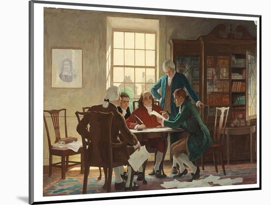 Drafting the Declaration of Independence in 1776, 1944 (Oil on Panel)-Newell Convers Wyeth-Mounted Giclee Print