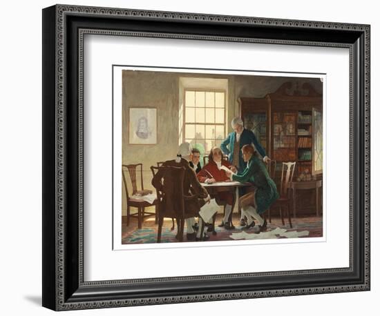 Drafting the Declaration of Independence in 1776, 1944 (Oil on Panel)-Newell Convers Wyeth-Framed Giclee Print