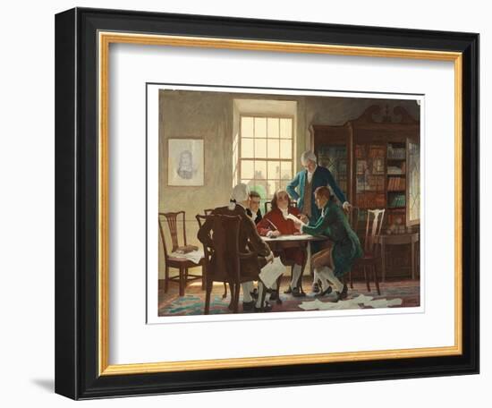 Drafting the Declaration of Independence in 1776, 1944 (Oil on Panel)-Newell Convers Wyeth-Framed Giclee Print