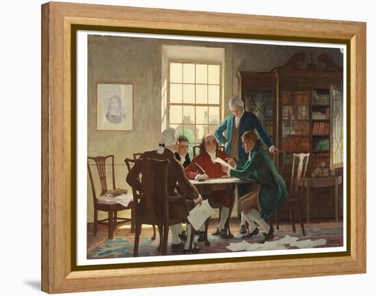 Drafting the Declaration of Independence in 1776, 1944 (Oil on Panel)-Newell Convers Wyeth-Framed Premier Image Canvas