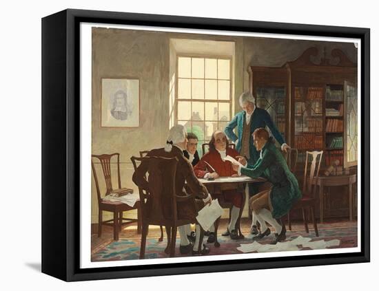 Drafting the Declaration of Independence in 1776, 1944 (Oil on Panel)-Newell Convers Wyeth-Framed Premier Image Canvas