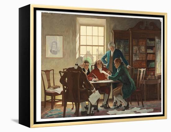 Drafting the Declaration of Independence in 1776, 1944 (Oil on Panel)-Newell Convers Wyeth-Framed Premier Image Canvas