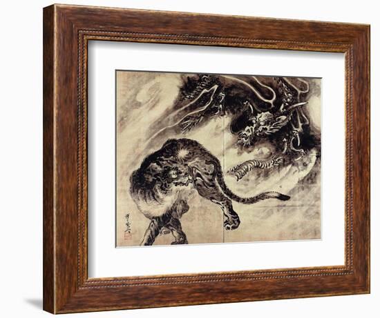 Dragon and Tiger-Kyosai Kawanabe-Framed Premium Giclee Print