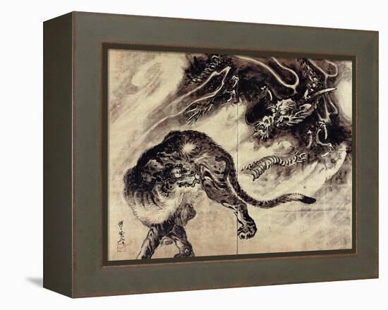 Dragon and Tiger-Kyosai Kawanabe-Framed Premier Image Canvas