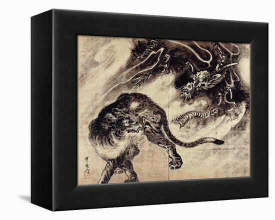 Dragon and Tiger-Kyosai Kawanabe-Framed Premier Image Canvas