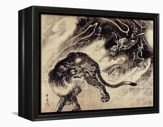 Dragon and Tiger-Kyosai Kawanabe-Framed Premier Image Canvas