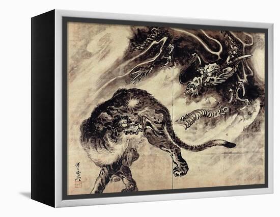 Dragon and Tiger-Kyosai Kawanabe-Framed Premier Image Canvas