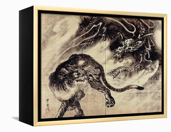 Dragon and Tiger-Kyosai Kawanabe-Framed Premier Image Canvas