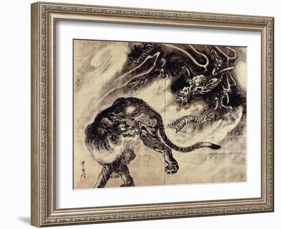 Dragon and Tiger-Kyosai Kawanabe-Framed Giclee Print