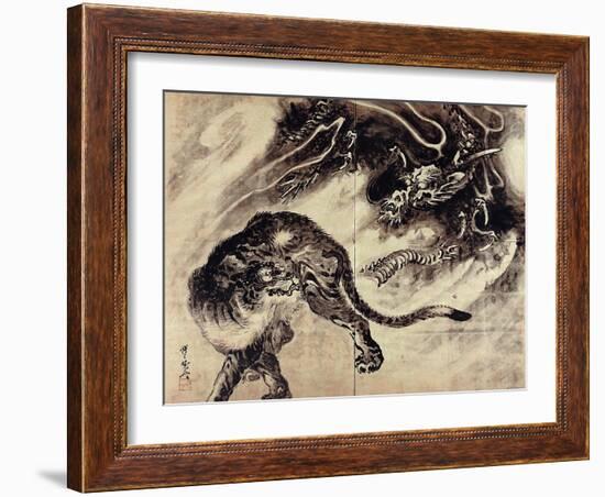 Dragon and Tiger-Kyosai Kawanabe-Framed Giclee Print