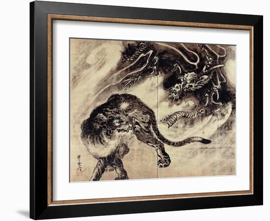 Dragon and Tiger-Kyosai Kawanabe-Framed Giclee Print
