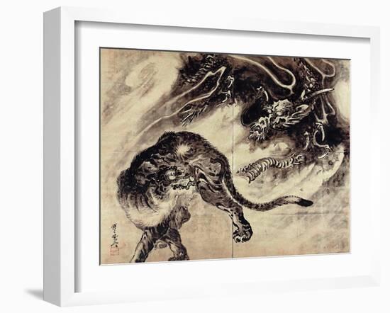 Dragon and Tiger-Kyosai Kawanabe-Framed Giclee Print