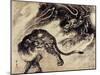 Dragon and Tiger-Kyosai Kawanabe-Mounted Giclee Print