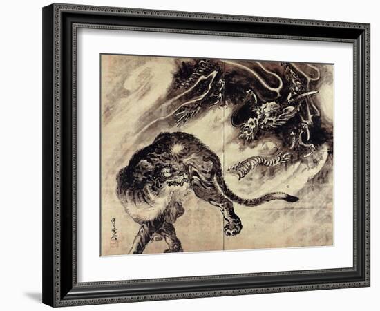 Dragon and Tiger-Kyosai Kawanabe-Framed Giclee Print