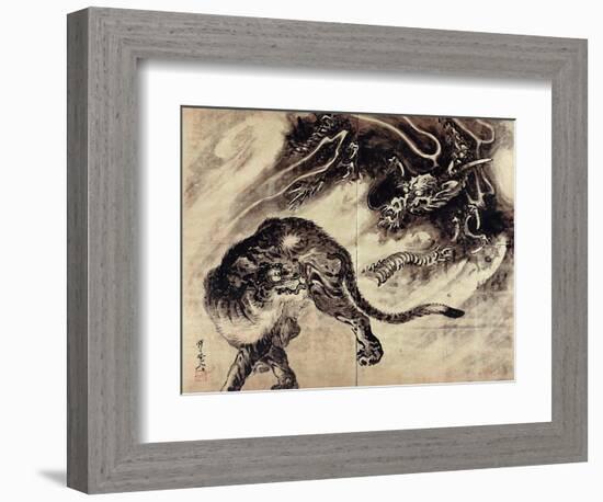 Dragon and Tiger-Kyosai Kawanabe-Framed Giclee Print