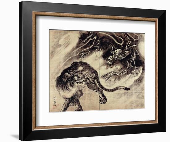 Dragon and Tiger-Kyosai Kawanabe-Framed Giclee Print