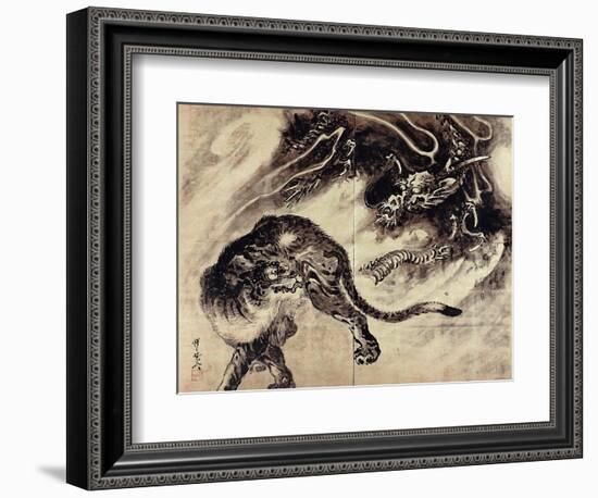 Dragon and Tiger-Kyosai Kawanabe-Framed Giclee Print