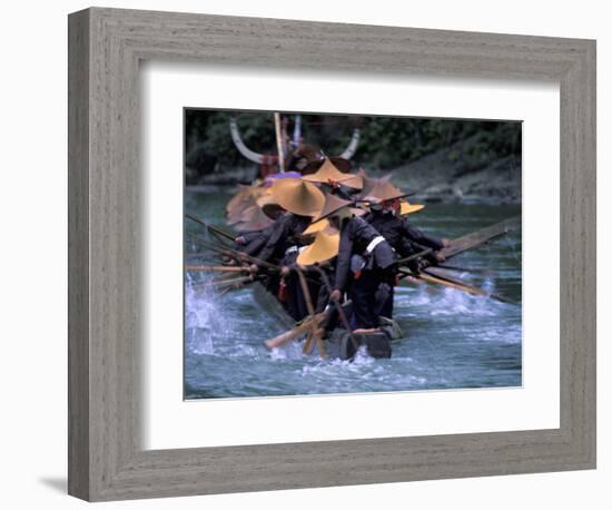 Dragon Boat Race at Miao People's Festival, China-Keren Su-Framed Photographic Print