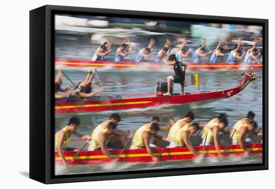 Dragon Boat Race, Shau Kei Wan, Hong Kong Island, Hong Kong-Ian Trower-Framed Premier Image Canvas
