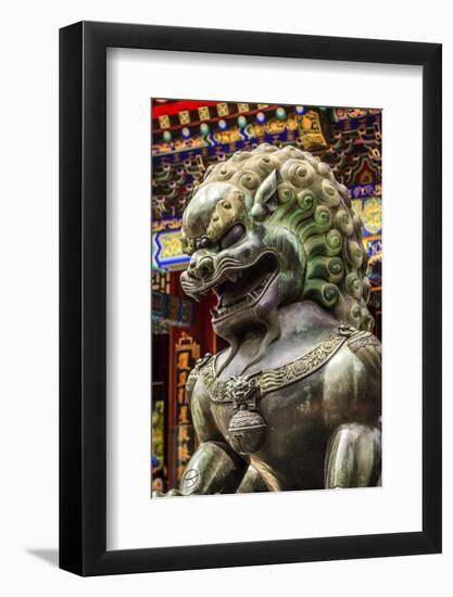 Dragon Bronze Statue Summer Palace Ornate Roof, Beijing, China-William Perry-Framed Photographic Print