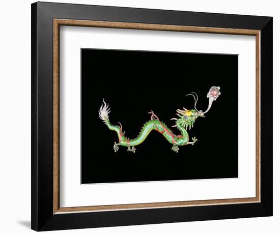 Dragon Chasing Flaming Pearl, Decorative Detail from the Base of a Chinese Export Silver Jardinier-null-Framed Giclee Print