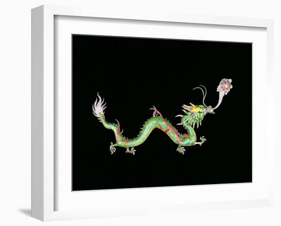 Dragon Chasing Flaming Pearl, Decorative Detail from the Base of a Chinese Export Silver Jardinier-null-Framed Giclee Print