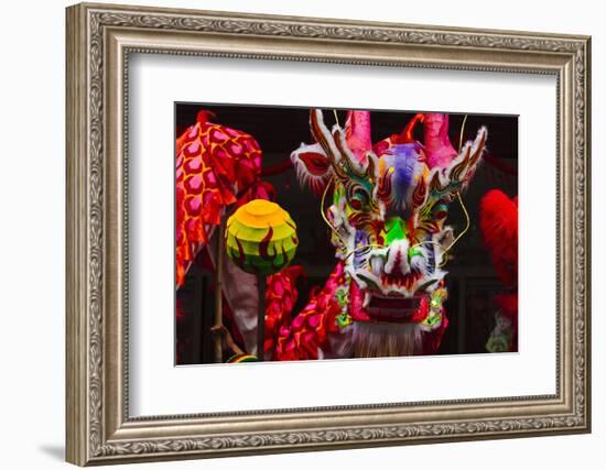 Dragon Dance Celebrating Chinese New Year in China Town, Manila, Philippines-Keren Su-Framed Photographic Print