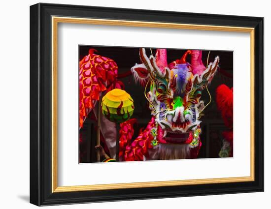 Dragon Dance Celebrating Chinese New Year in China Town, Manila, Philippines-Keren Su-Framed Photographic Print