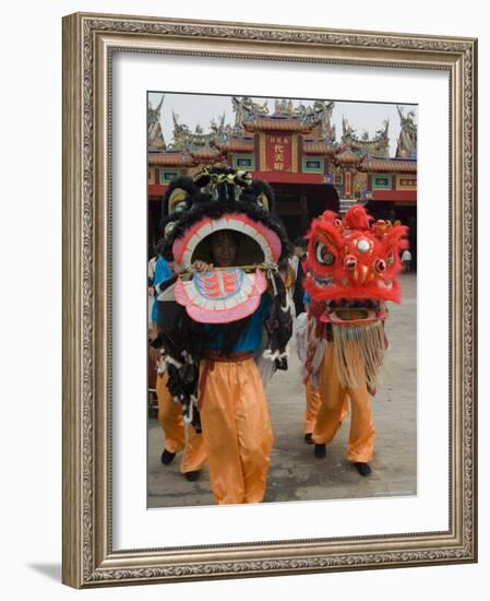 Dragon Dance Performers, Sunday Morning Festival Celebrations, Shengmu Temple, Luerhmen-Christian Kober-Framed Photographic Print