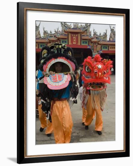 Dragon Dance Performers, Sunday Morning Festival Celebrations, Shengmu Temple, Luerhmen-Christian Kober-Framed Photographic Print