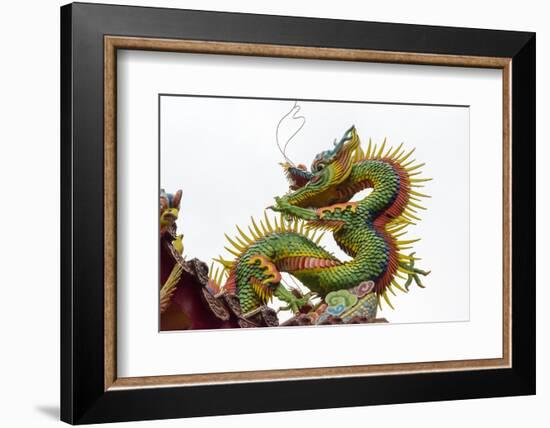 Dragon decoration on the roof in Lingxing Temple, Shibawang Gong Miao, Kaohsiung, Taiwan-Keren Su-Framed Photographic Print