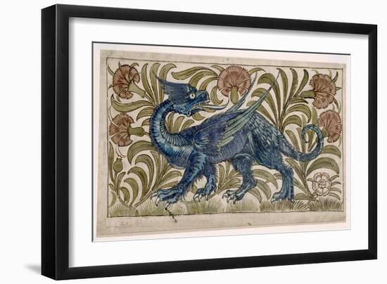 Dragon' Design for a Tile (W/C on Paper)-William De Morgan-Framed Giclee Print