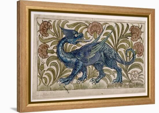 Dragon' Design for a Tile (W/C on Paper)-William De Morgan-Framed Premier Image Canvas