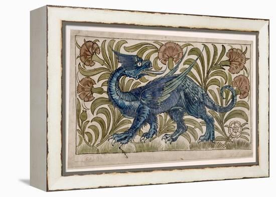 Dragon' Design for a Tile (W/C on Paper)-William De Morgan-Framed Premier Image Canvas