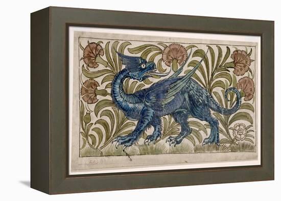Dragon' Design for a Tile (W/C on Paper)-William De Morgan-Framed Premier Image Canvas