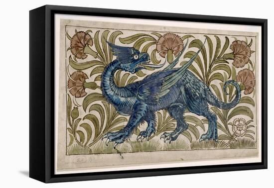 Dragon' Design for a Tile (W/C on Paper)-William De Morgan-Framed Premier Image Canvas